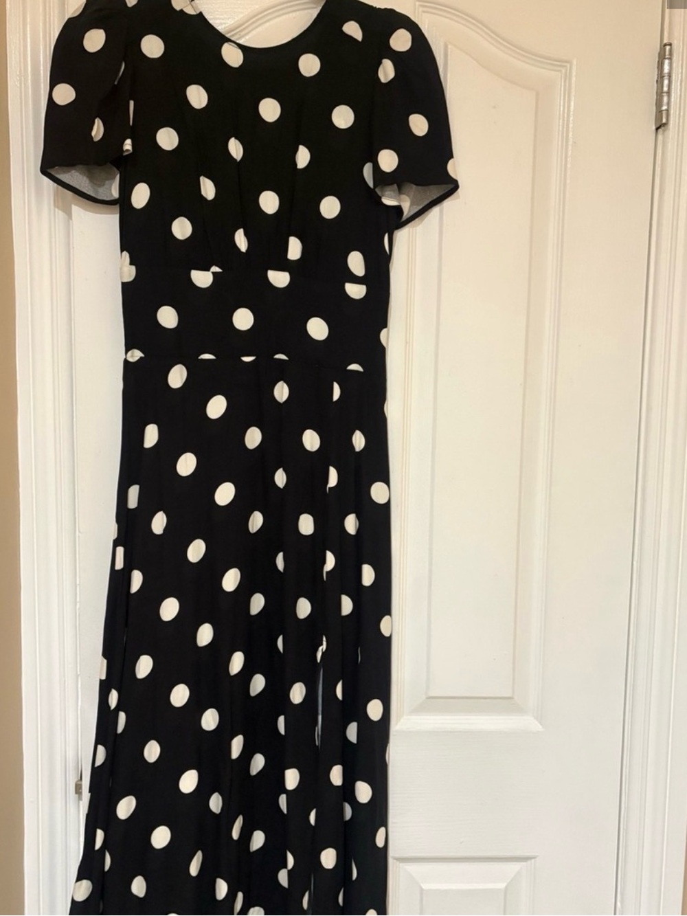 AFRM Black and White Polka Dot Maxi Dress